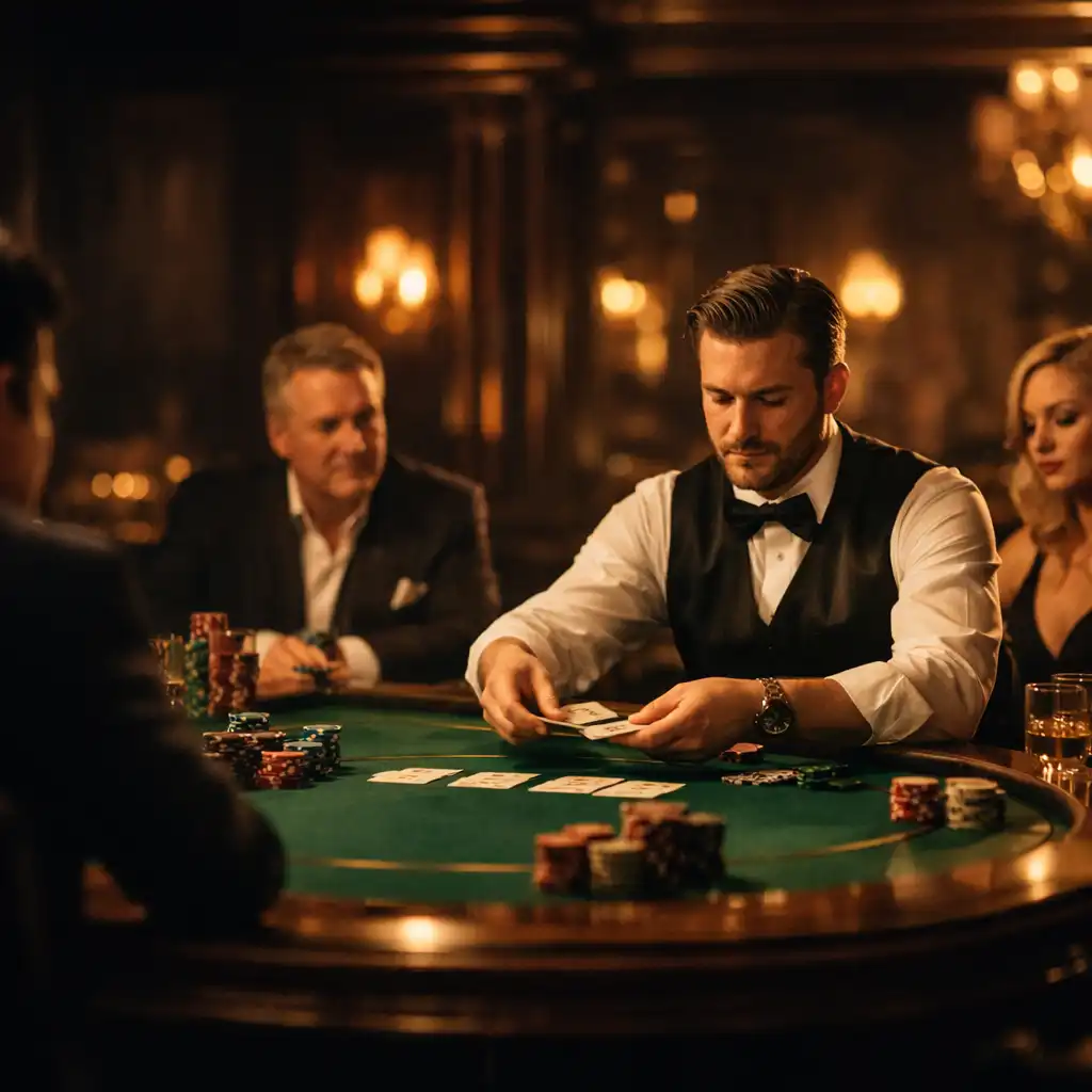 Elegancki wieczór pokerowy w luksusowym wnętrzu