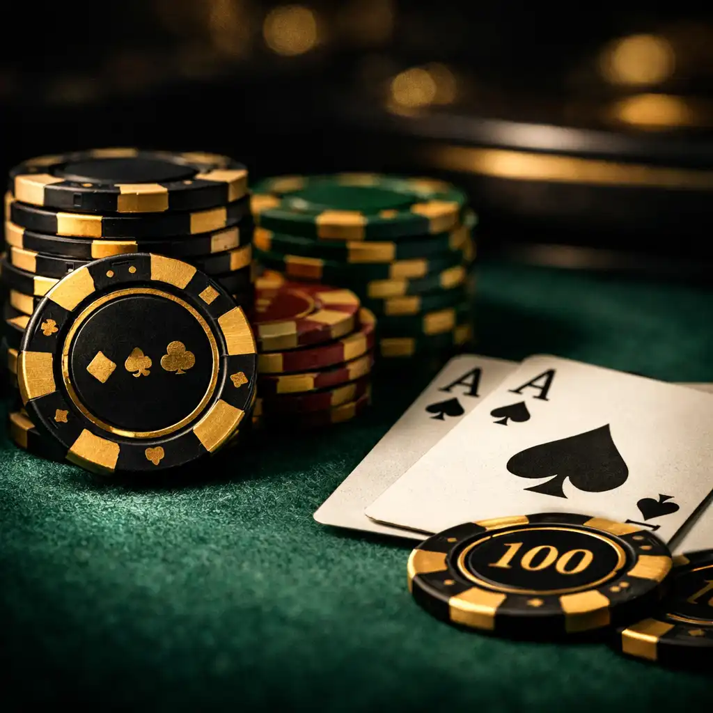 Zbliżenie na żetony pokerowe